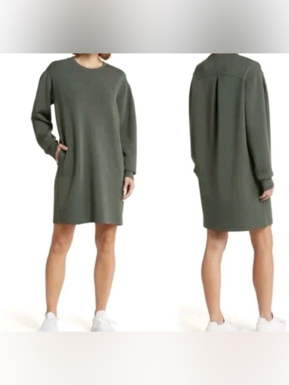Spanx Air‎ Essentials Crewneck Dress Medium Palm Green Casual Neutral Cozy Chic